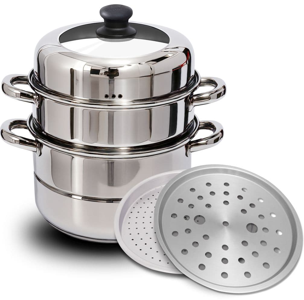 Panci Kukus Stainless Steel - Tutup Kaca Tengah